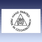 razítko, obtisk - žalud s písmenem D, okolo text ROYAL DUX BOHEMIA v trojúhelníku, okolo v kruhu text HAND PAINTED MADE IN CZECHOSLOVAKIA razítko, obtisk - žalud s písmenem D, okolo text ROYAL DUX BOHEMIA v trojúhelníku, okolo v kruhu text HAND PAINTED MADE IN CZECHOSLOVAKIA